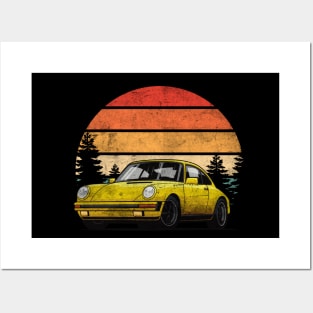 Retro Sunset 911 964 Oldtimer Car Posters and Art